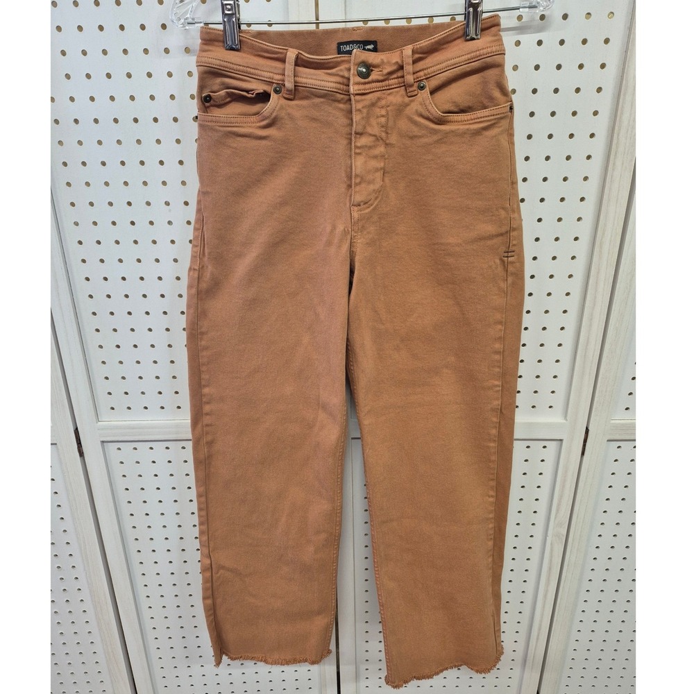 Toad&Co Balsam Seeded Cutoff Pant Cedar Brown Raw Hem Size 0
